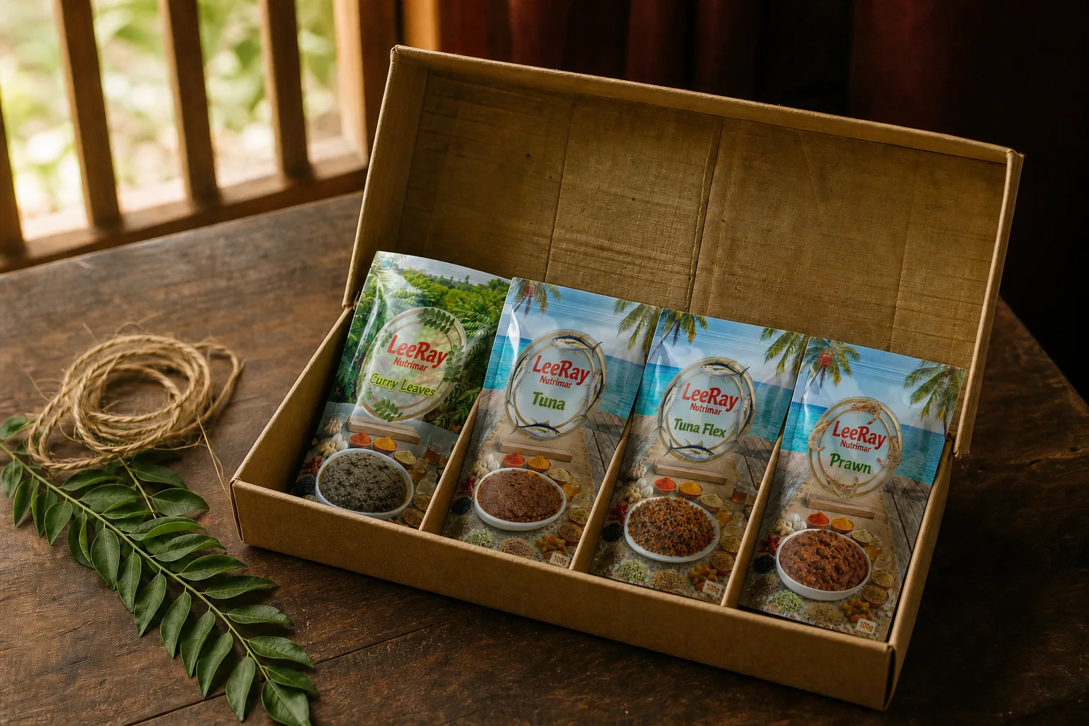 Open kraft gift box for the LeeRay Nutrimar Coast Box bundle
