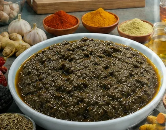 Crisp curry leaf mix with roasted chana dal, groundnut and sesame in a bowl