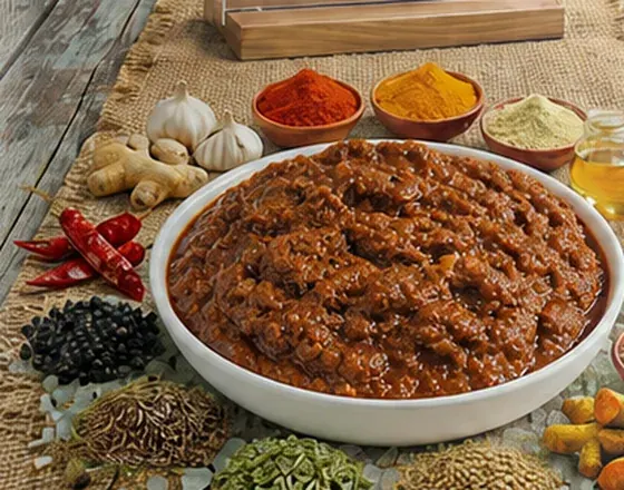 Ready-to-eat prawn masala with roasted groundnut and sesame in a bowl